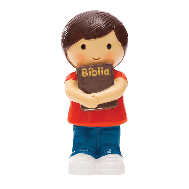 Menino com Bí­blia, t-shirt vermelha