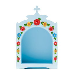 Oratório azul, com flores