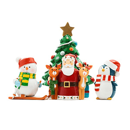 Set de Natal (Árvore, Pinguim, Pai Natal c/renas e boneco de neve)