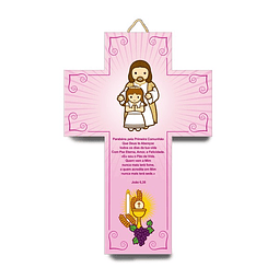 Cruz 3D Primeira comunhão - Jesus com menina