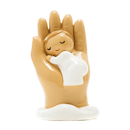 Anjo Protector, bebé na mão (roupa branca)
