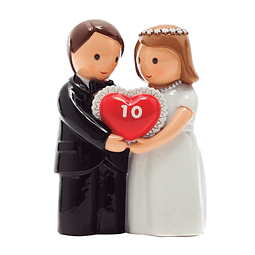 Casal noivos c/coração vermelho "10"