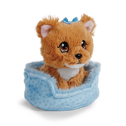 Little Paws | Cão Yorkshire em cesto azul, 12cm