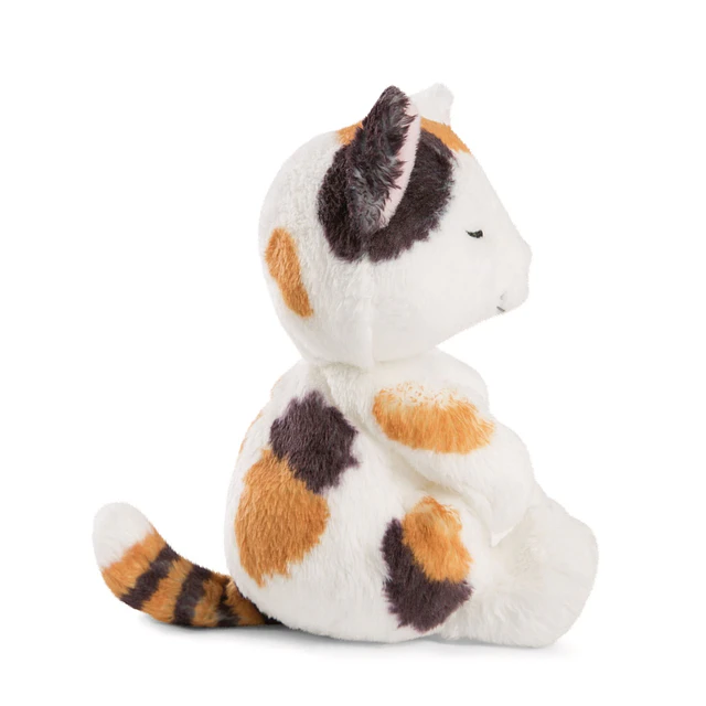 Sleeping Pets | Gato tricolor em cesto rosa claro, 12cm