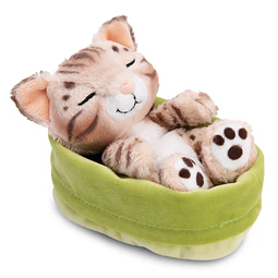 Sleeping Pets | Gato-de-bengala em cesto verde, 12cm