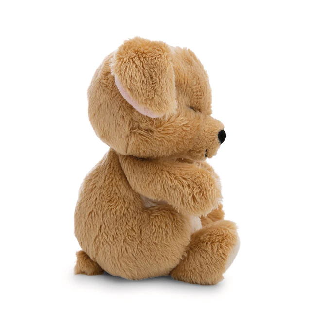 Sleeping Pets | Cão bege em cesto rosa, 12cm