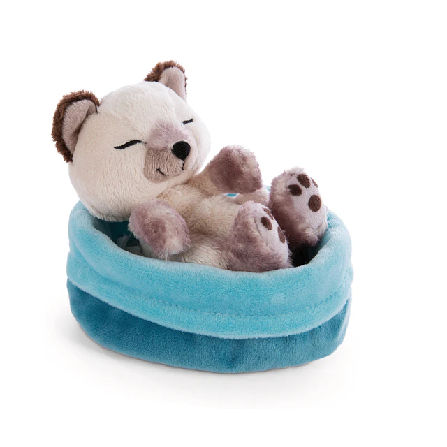 Sleeping Pets | Gato siamês em cesto azul, 12cm