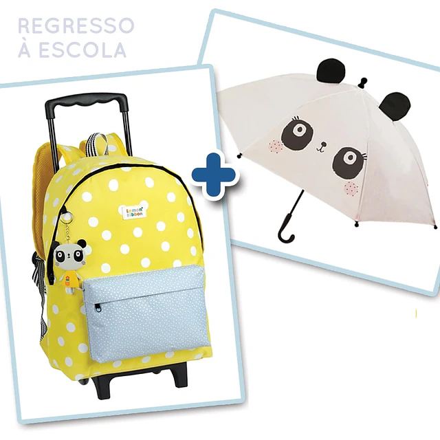 Regresso à Escola_ Pack 7 (Trolley Panda 14110 + Guarda-chuva Panda 14372)