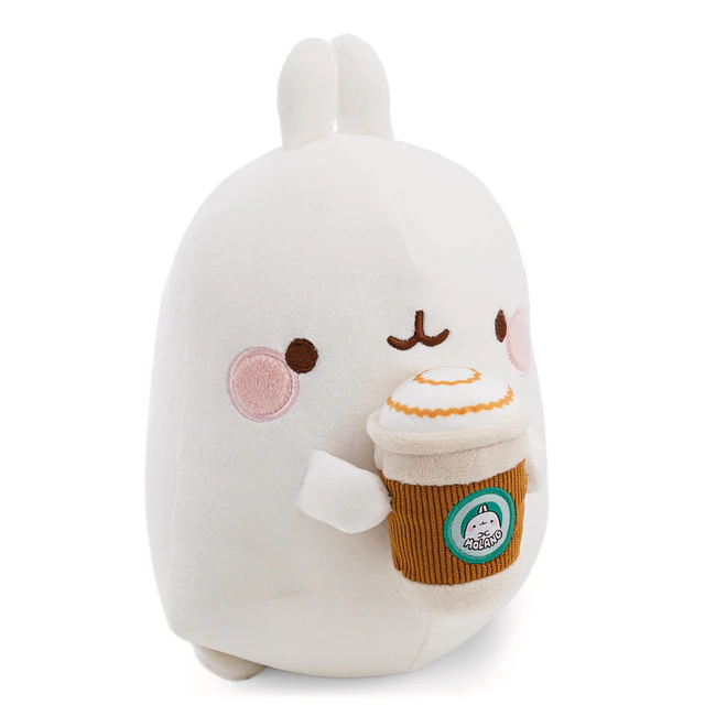 MOLANG COPO DE CAFÉ |Peluche Molang c/copo de café em caixa oferta,16cm