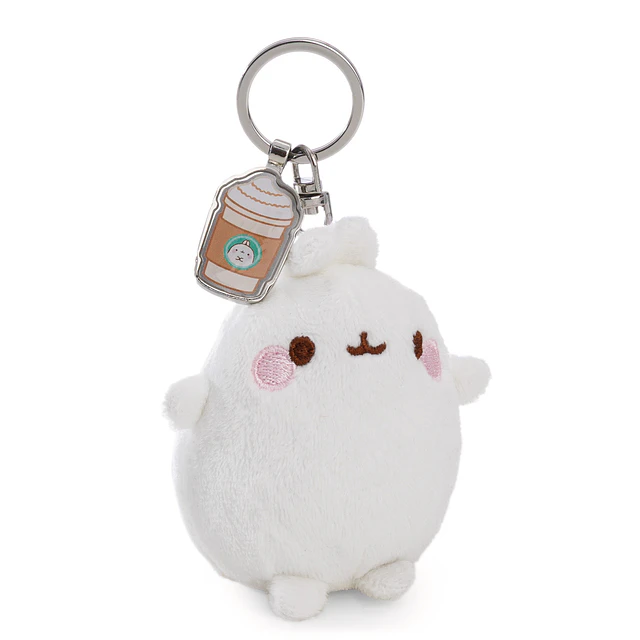 MOLANG COPO DE CAFÉ |Porta-chaves peluche Molang 8cm, c/ copo de café em metal