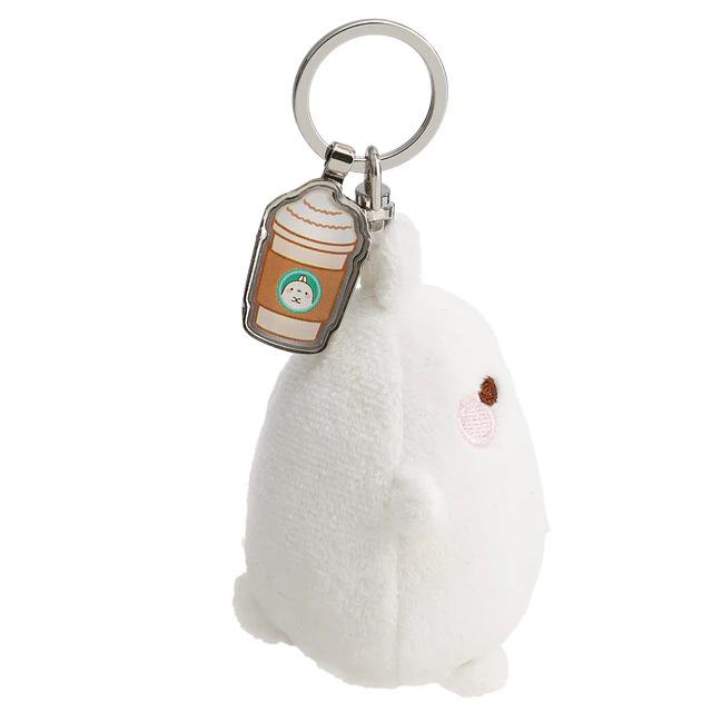 MOLANG COPO DE CAFÉ |Porta-chaves peluche Molang 8cm, c/ copo de café em metal