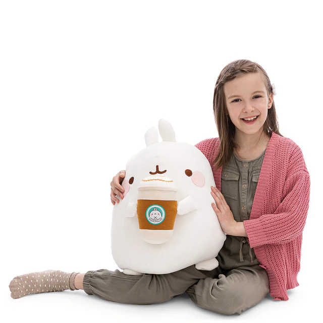 MOLANG COPO DE CAFÉ |Peluche Molang c/copo de café, 48cm