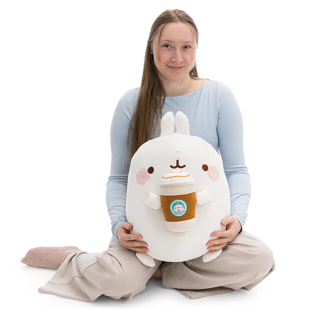 MOLANG COPO DE CAFÉ |Peluche Molang c/copo de café, 48cm