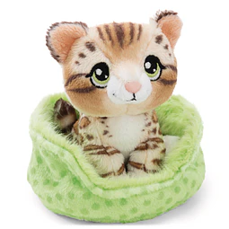 Little Paws | Gato-de-bengala em cesto verde, 12cm