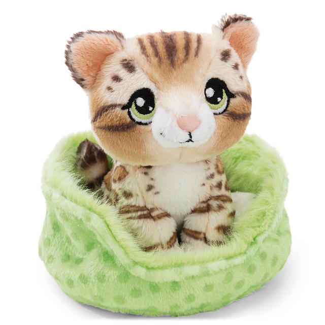 Little Paws | Gato-de-bengala em cesto verde, 12cm