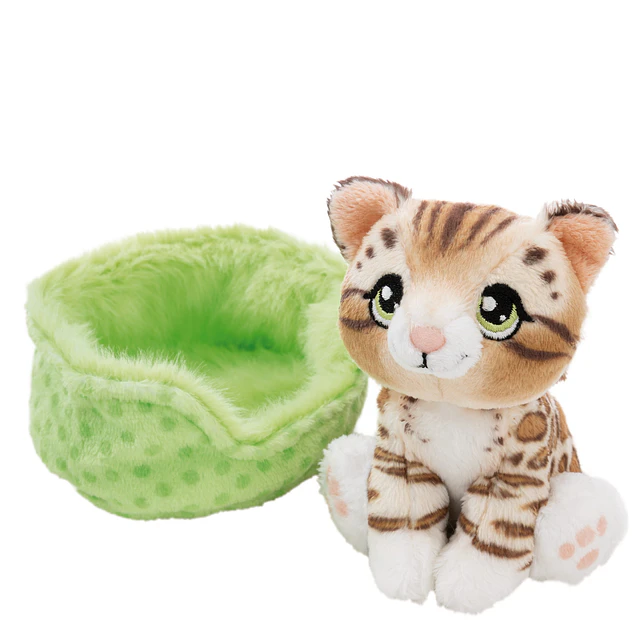 Little Paws | Gato-de-bengala em cesto verde, 12cm