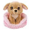 Little Paws | Cão bege em cesto rosa, 12cm