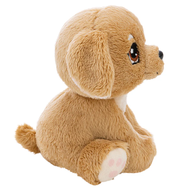 Little Paws | Cão bege em cesto rosa, 12cm