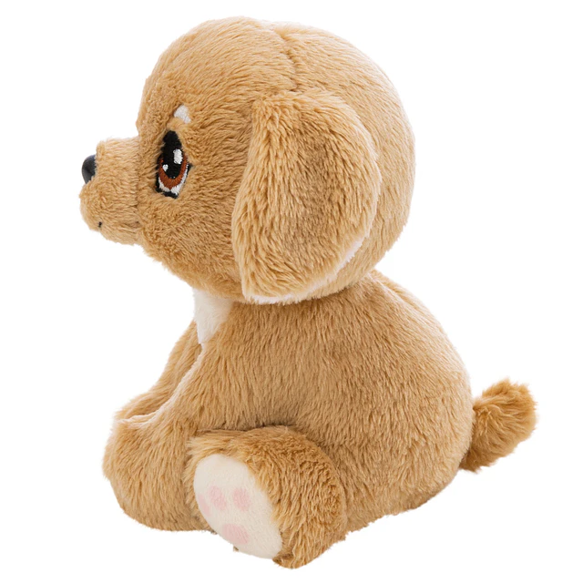 Little Paws | Cão bege em cesto rosa, 12cm