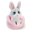 Little Paws | Coelho cinzento em cesto rosa, 12cm