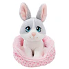 Little Paws | Coelho cinzento em cesto rosa, 12cm