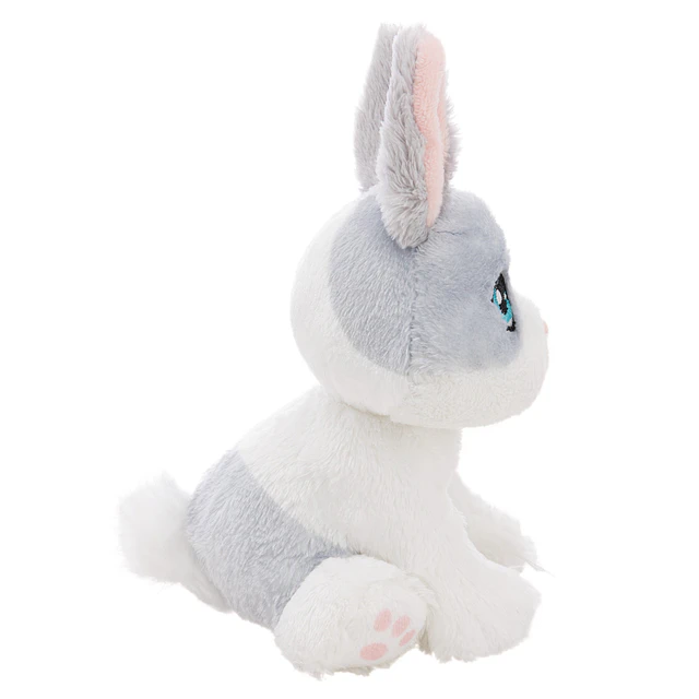 Little Paws | Coelho cinzento em cesto rosa, 12cm