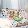 Little Paws | Coelho cinzento em cesto rosa, 12cm