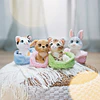 Little Paws | Coelho cinzento em cesto rosa, 12cm