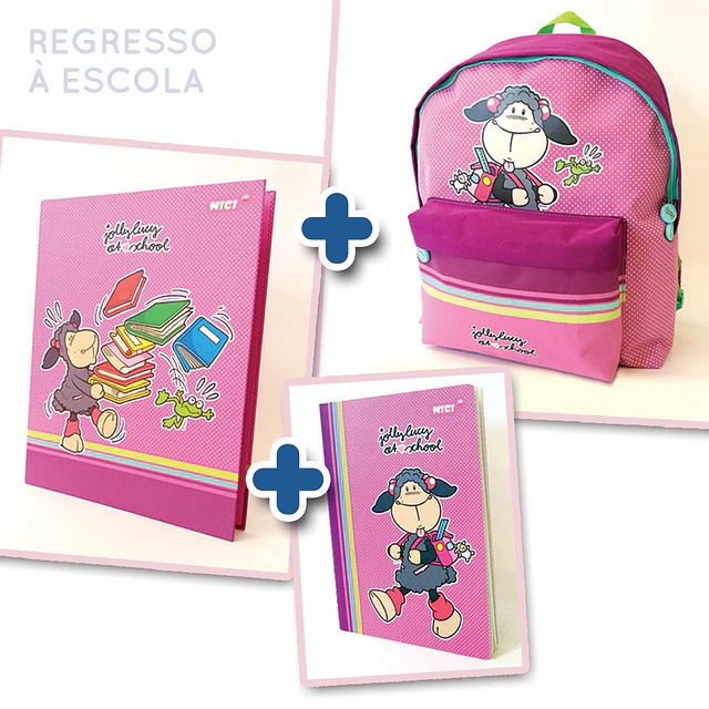 Conjunto: Mochila (15002) + Caderno A4 (15164) + Capa de argolas A4 (15151)