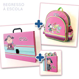 Conjunto: Mochila ( 15003) + Pasta (15155) + Bloco de notas magnético (15161)