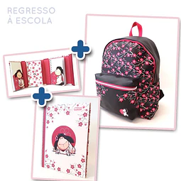 Conjunto: Mochila (15011) + Caderno A4(15209) + Bloco de notas(15205)