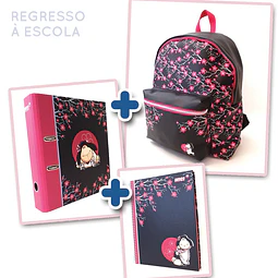 Conjunto: Mochila (15011) + Capa de argolas A4(15212) + Caderno A4 (15210)