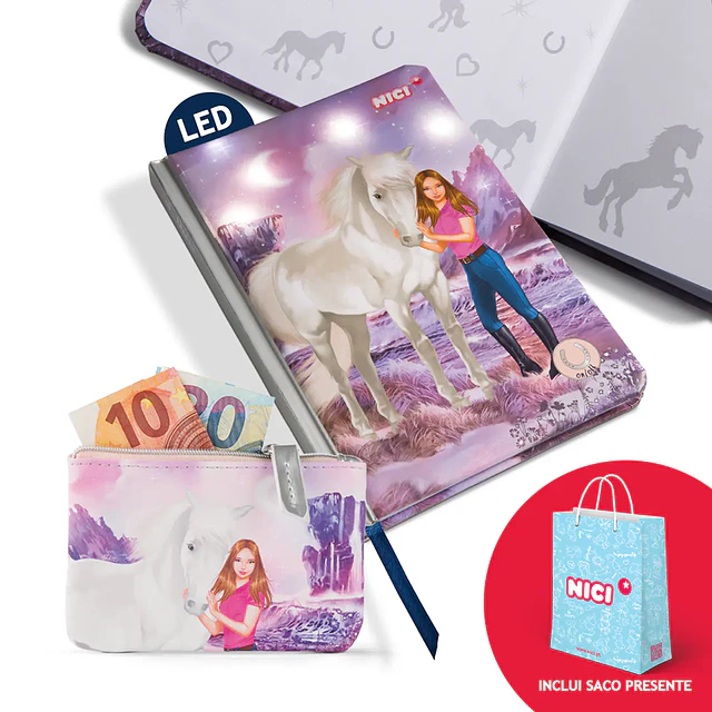 Conjunto: Porta-moedas Soulmates + Bloco de notas Soulmates  + saco de papel médio 