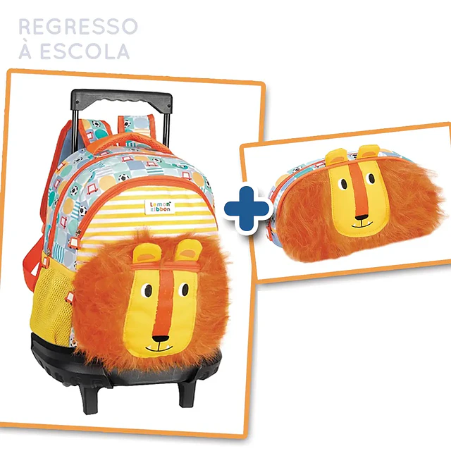 Regresso à Escola_ Pack 5 ( Trolley Leão +Estojo Leão)
