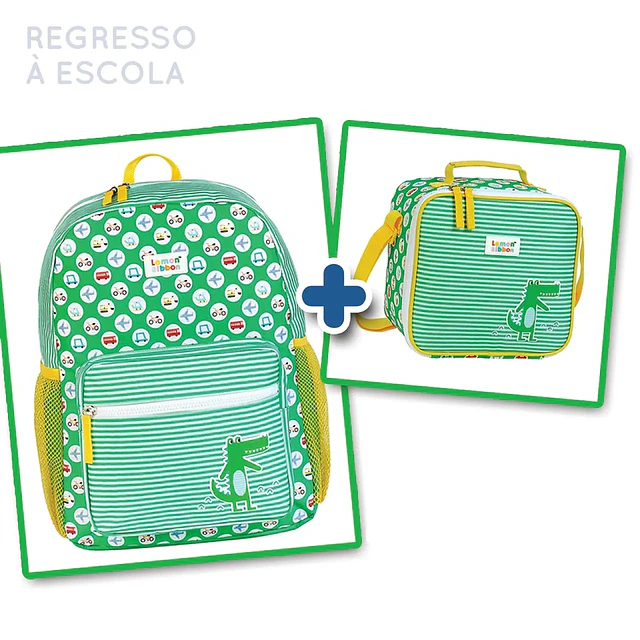 Regresso à Escola_ Pack 9 (Mochila Crocodilo + Lancheira Crocodilo )