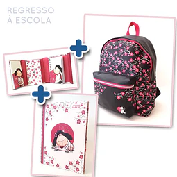 Conjunto: Mochila  + Caderno A4+ Bloco de notas