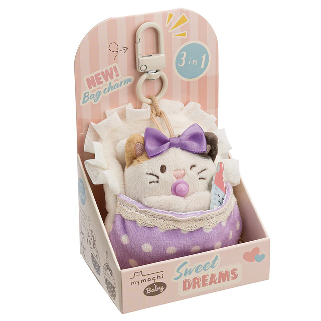 Mymochi | Gato Angy,c/biberão e mosquetão em caixa