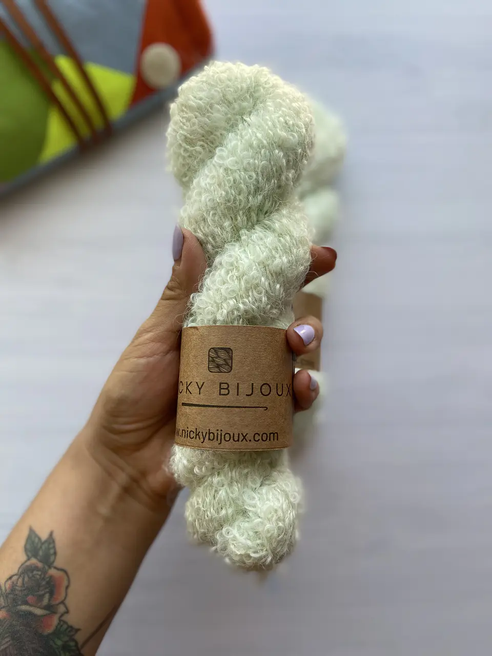 Merino Boucle Alpaca Suri - Verde Agua Soft 1