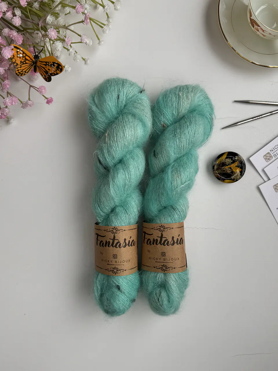 Mohair Glitter Tweed  - Mar Caribe 1