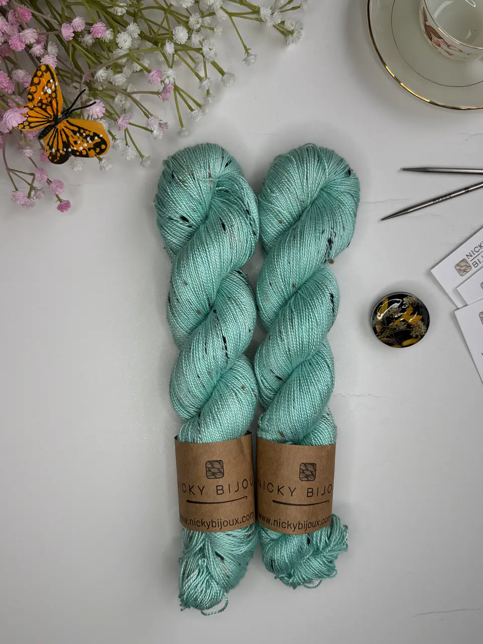 Merino Seda Tweed Fingering - Mar Caribe 1