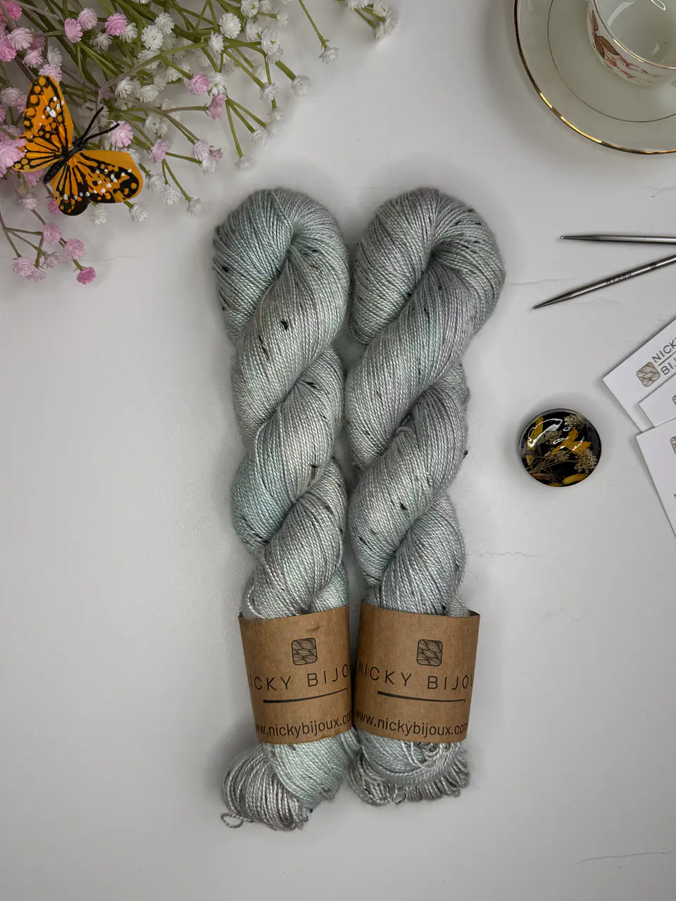 Merino Seda Tweed Fingering - Hielo 1