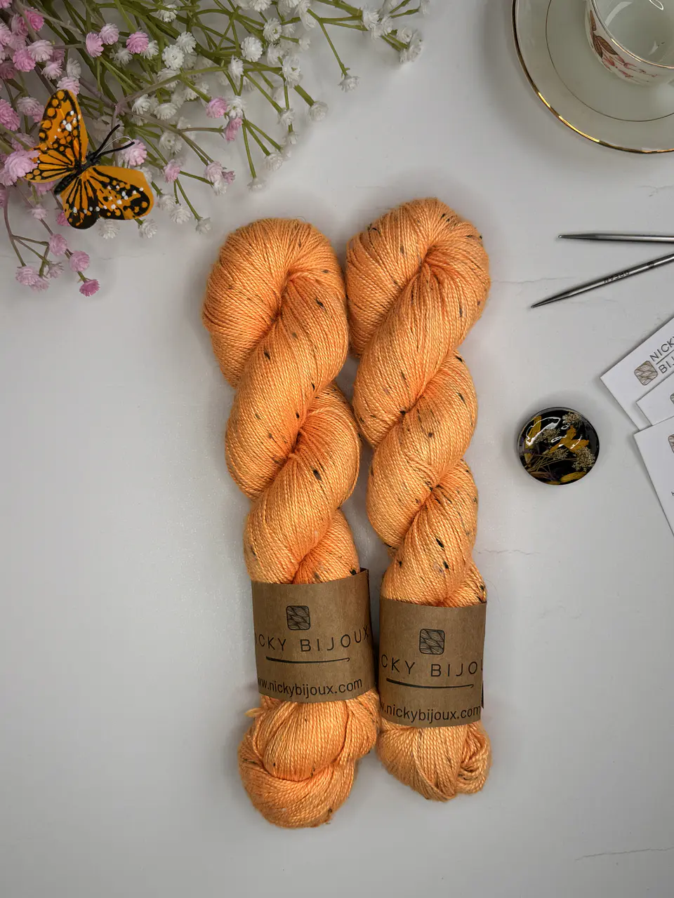 Merino Seda Tweed Fingering - Naranja Fúor 1