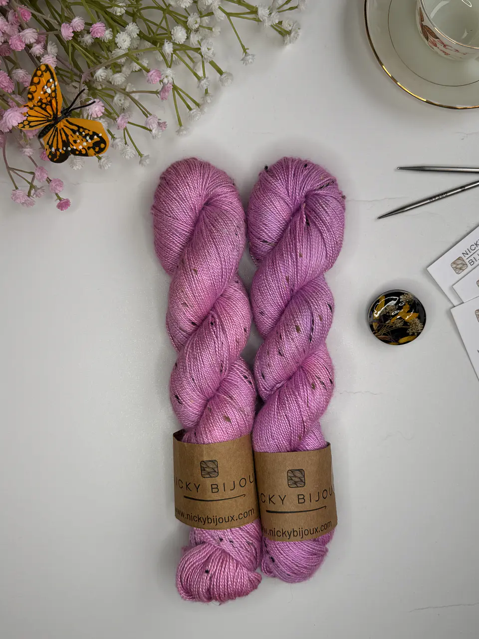 Merino Seda Tweed Fingering - Púrpura Flúor 1