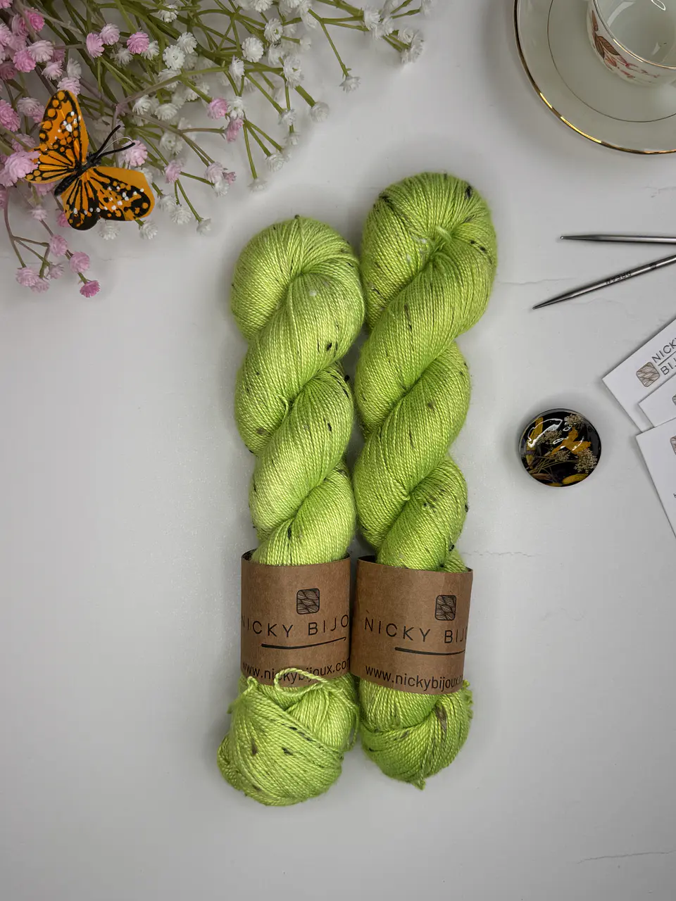 Merino Seda Tweed Fingering - Hulk Flúor  1