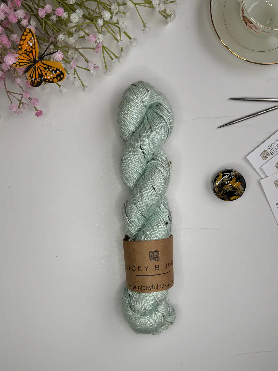 Merino Seda Tweed Fingering - Aqua Marina 1