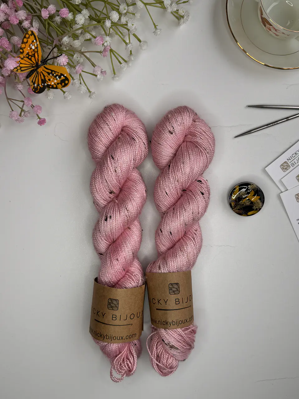 Merino Seda Tweed Fingering - Rosa 1