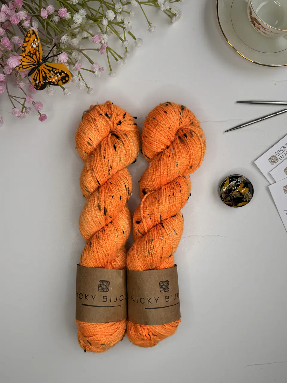 Merino Tweed Fingering - Naranjo Flúor  1