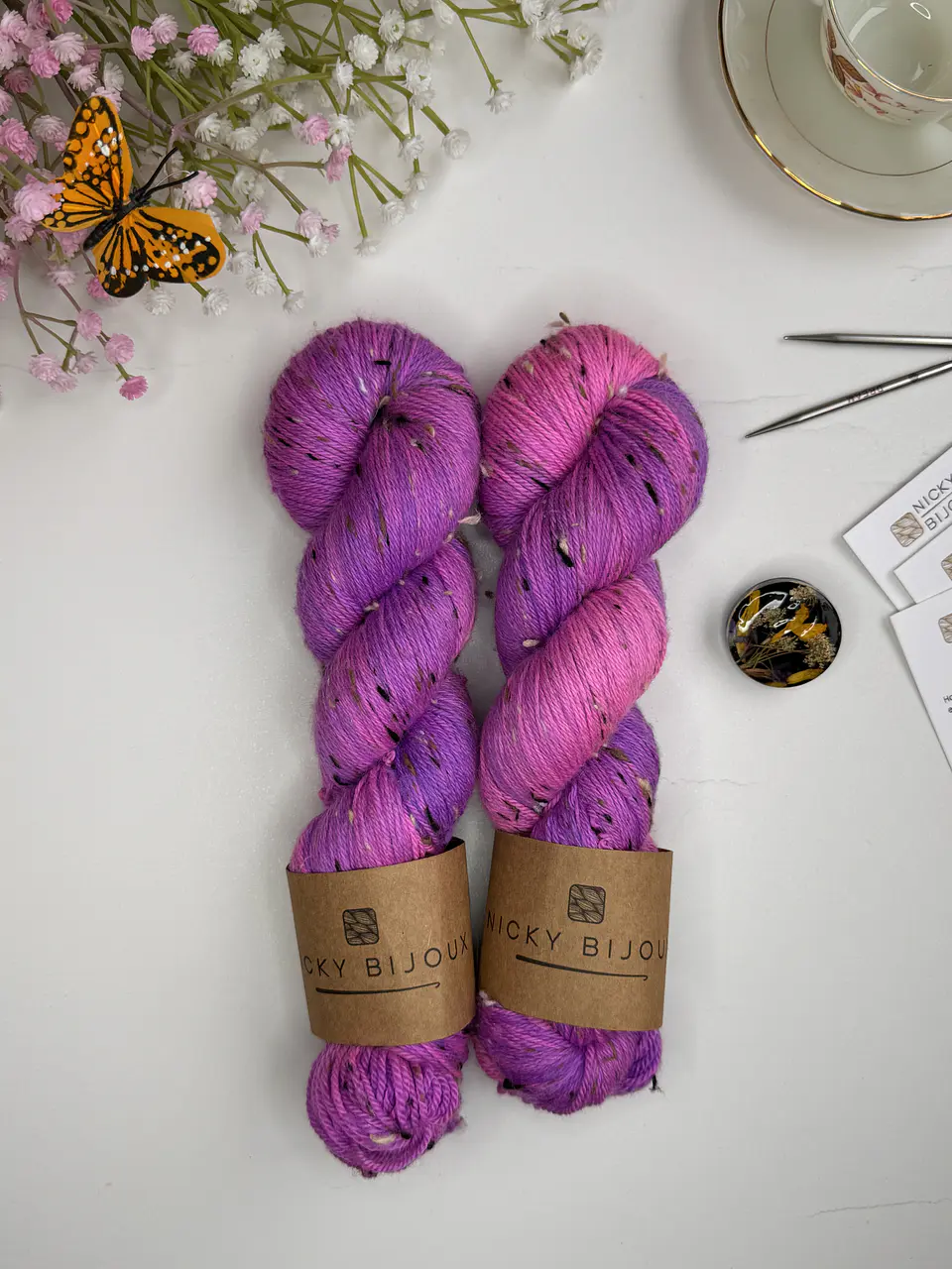 Merino Tweed Fingering - Púrpura Flúor  1