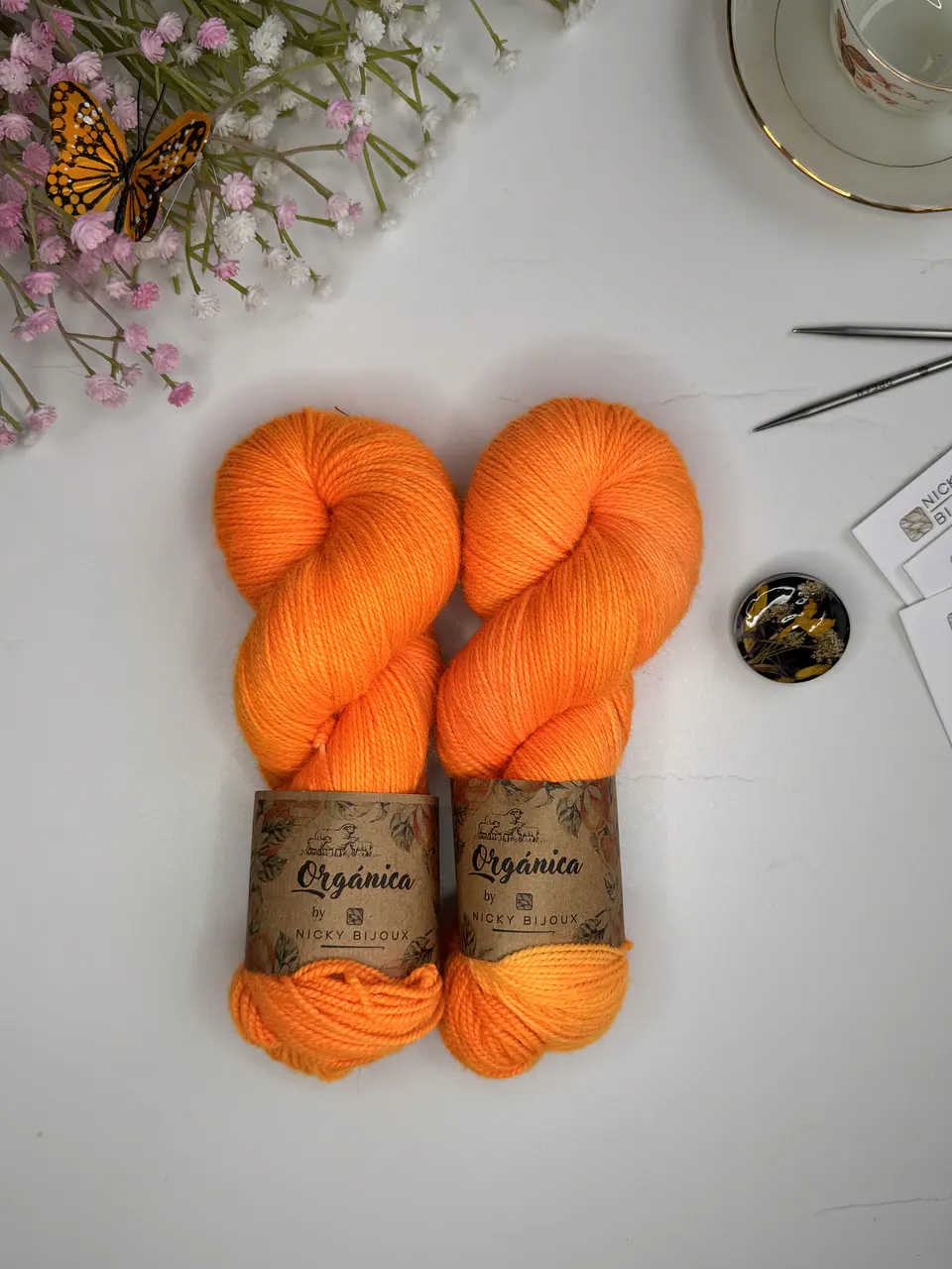Merino Pura 100% Fingering - Naranjo Flúor  1