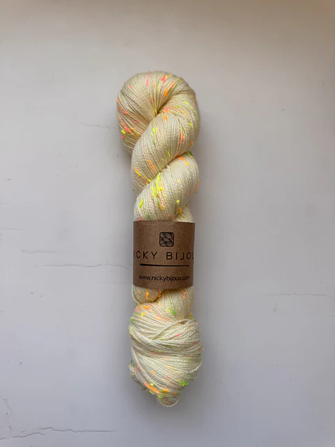 Merino Tweed Seda Flúor - Natural